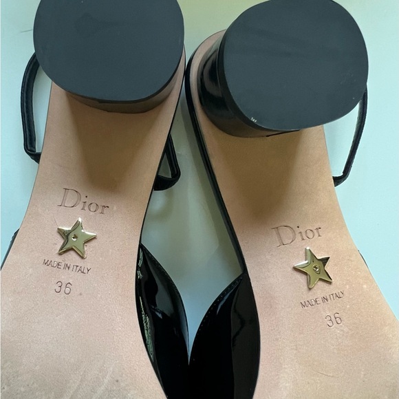 🔴Authentic NEW Christian Dior Logo Patent Leather Slingback Pumps Women's Shoes - Picture 6 of 11